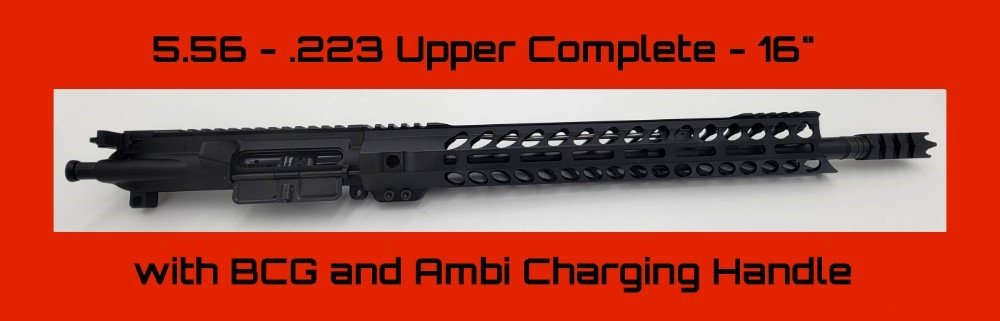 COMPLETE UPPER RECEIVER 5.56 NATO .223 16 BARREL BCG AND AMBI CHARGING AR15