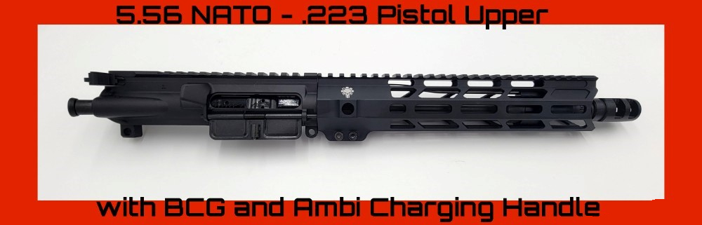 COMPLETE UPPER RECEIVER 5.56 NATO .223 PISTOL BCG AND AMBI CHARGING AR15