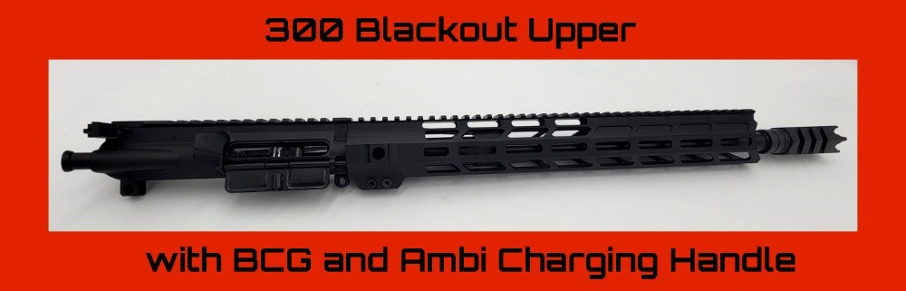 COMPLETE UPPER RECEIVER 300 BLACKOUT 16" BARREL BCG AND AMBI CHARGING AR15
