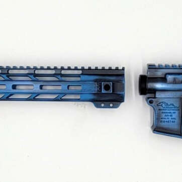 Custom Anderson UPPER & LOWER Receiver with HANDGUARD Olympic Blue Battleworn