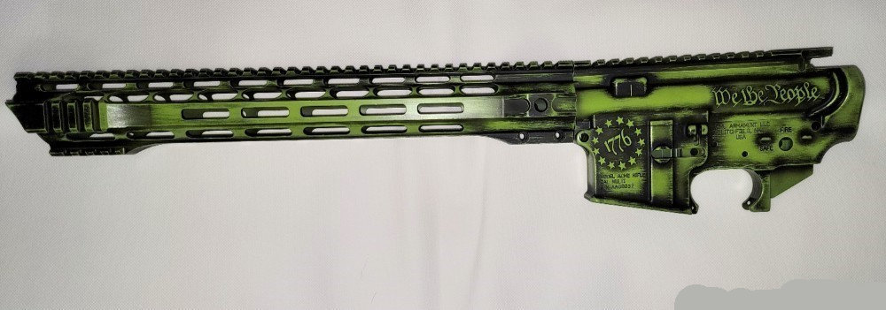 Custom Toxic Green UPPER & LOWER Receiver with HANDGUARD Battleworn