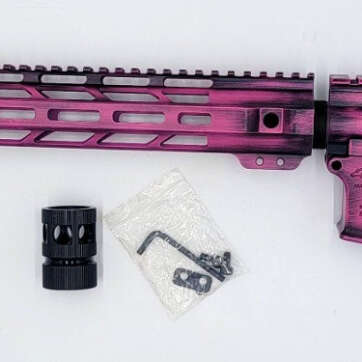 Custom Anderson UPPER & LOWER Receiver with HANDGUARD Magpul PINK Battleworn