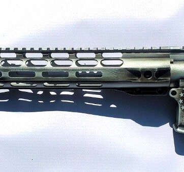 Custom Toxic Silver UPPER & LOWER Receiver with HANDGUARD  Battleworn