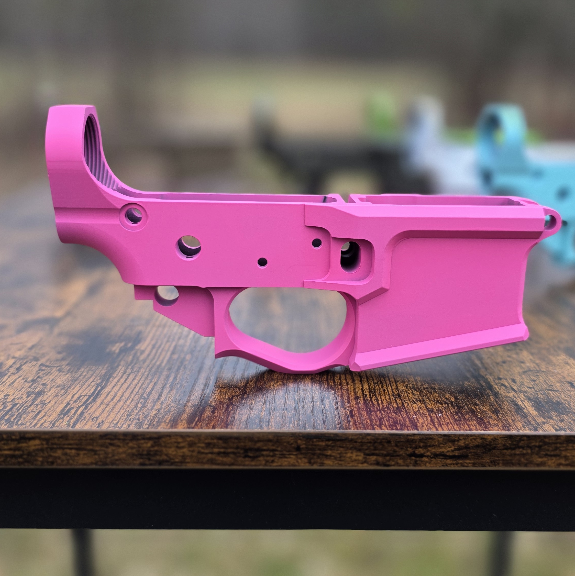 PRISON PINK STRIPPED BILLET LOWER RECEIVER ALUMINUM AR15 5.56 223 300BO